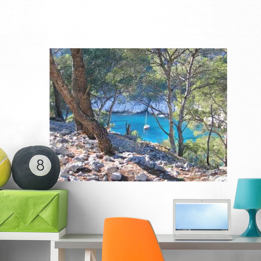 Small Boat French Calanque Wall Decal