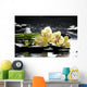 spa with orchid and essential oil and palm leaf Wall Mural