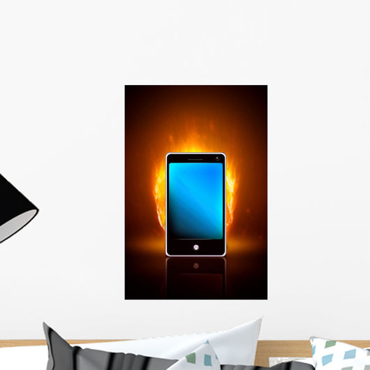 Smartphone on fire Wall Mural