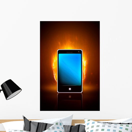 Smartphone on fire Wall Mural