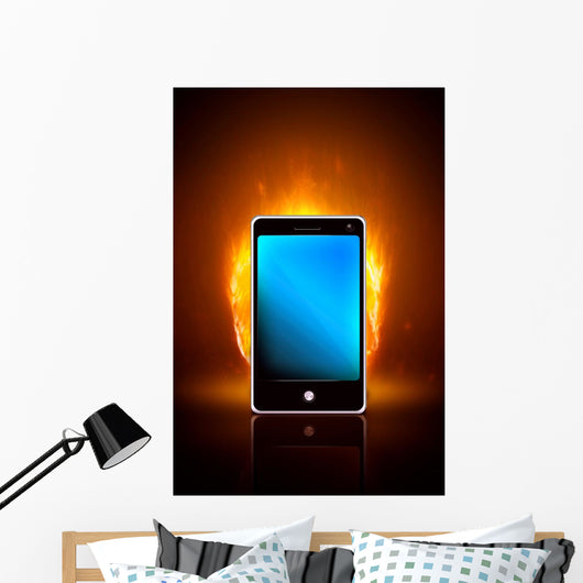 Smartphone on fire Wall Mural