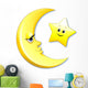 Luna e Stella Cartoon-Moon and Star-Vector Wall Decal