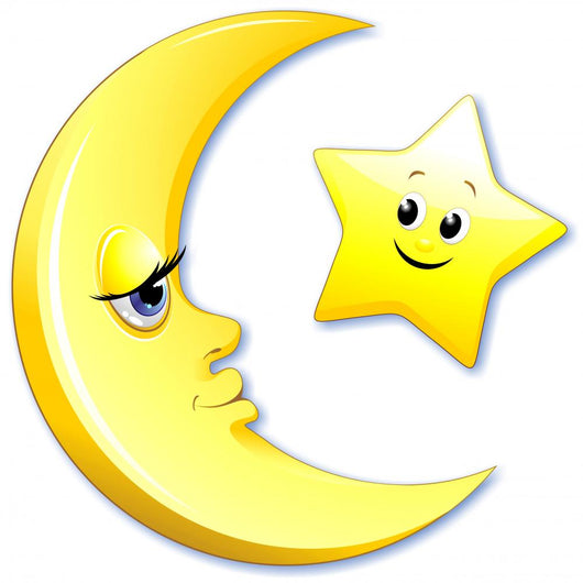 Luna e Stella Cartoon-Moon and Star-Vector Wall Decal