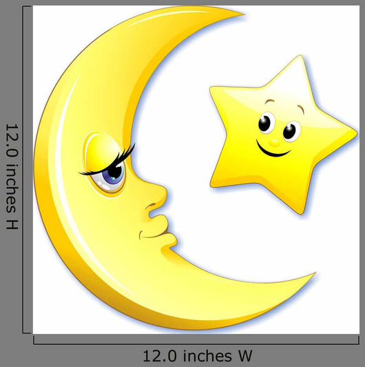 Luna e Stella Cartoon-Moon and Star-Vector Wall Decal