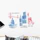 USA famous cities architecture and landmarks Wall Decal