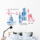 USA famous cities architecture and landmarks Wall Decal