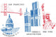 USA famous cities architecture and landmarks Wall Decal
