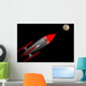 Red and White Rocket Wall Mural