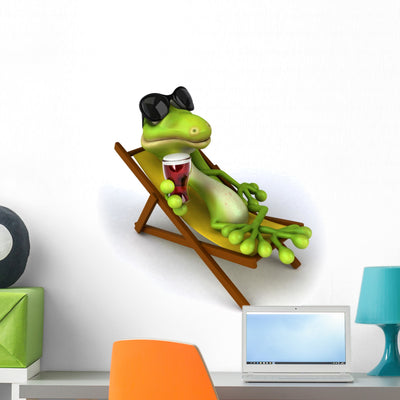 Lizard and Beer Wall Decal shown on a wall