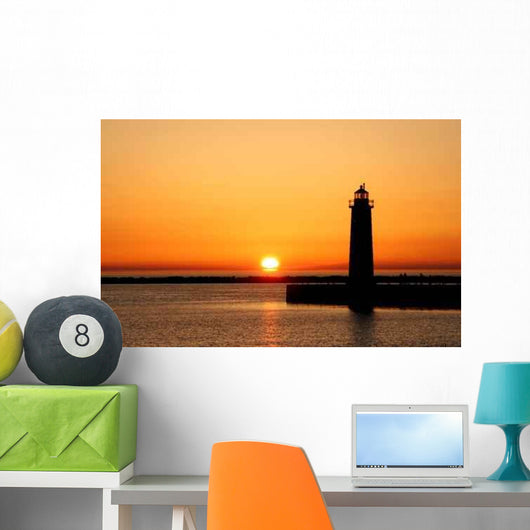 Sunset near Light House Wall Decal