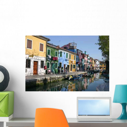 Maisons Colorees L'ile Burano Wall Decal