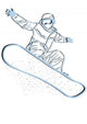 Blue Silhouette Snowboarder