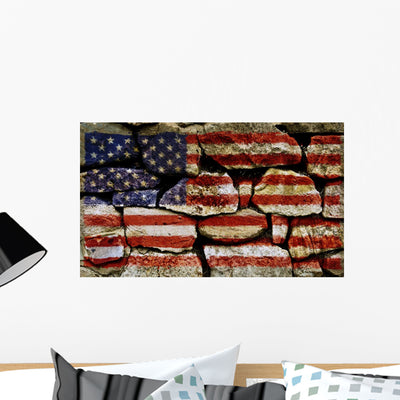 American Flag shown on a wall