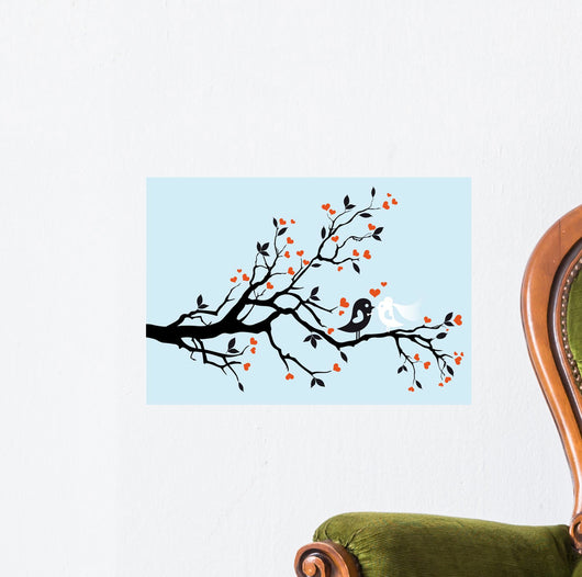 Wedding Birds Kissing Vector Wall Mural