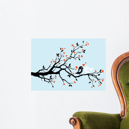 Wedding Birds Kissing Vector Wall Mural