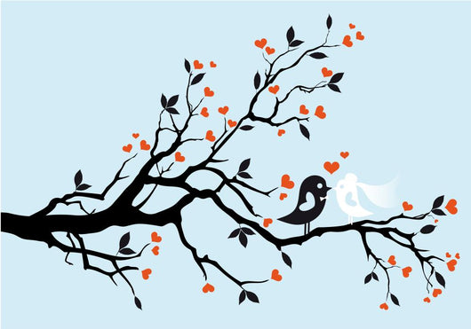 Wedding Birds Kissing Vector Wall Mural