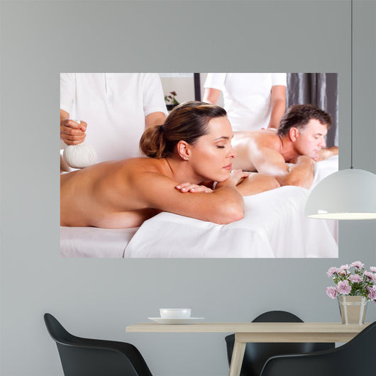 couple having massage Wall Mural