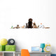 Group of pets sitting in front of white background Wall Decal
