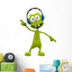 Dj Alien Cartoon Staying Wall Decal