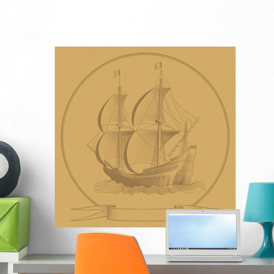 Sailing Ship shown on a wall
