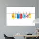 Welcome,words hang by wooden peg Wall Decal