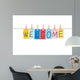 Welcome,words hang by wooden peg Wall Decal