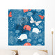 Texture Elephants and Butterflies Wall Decal