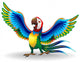 Pappagallo Ara Cartoon-Funny Macaw Parrot-Vector Wall Decal