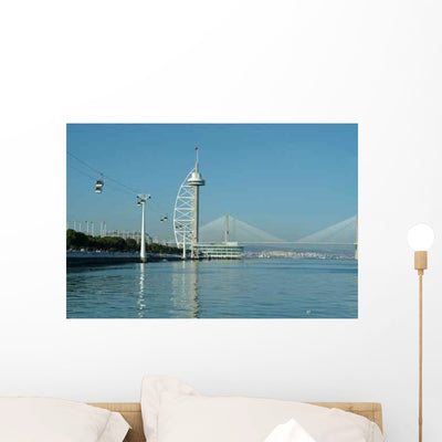 Cable Car River Wall Decal shown on a wall