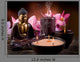 buddah with candle and incense Wall Mural