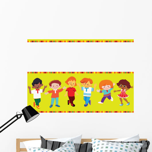 Happy Children Play Together Wall Mural