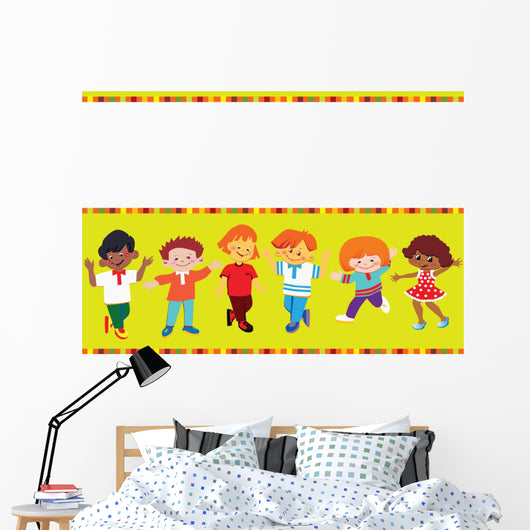 Happy Children Play Together Wall Mural