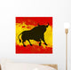 Bull over Spanish Flag Vector Background Wall Mural