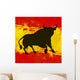 Bull over Spanish Flag Vector Background Wall Mural