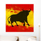 Bull over Spanish Flag Vector Background Wall Mural
