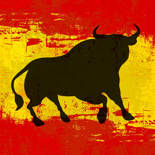 Bull over Spanish Flag Vector Background Wall Mural