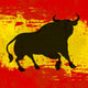 Bull over Spanish Flag Vector Background Wall Mural