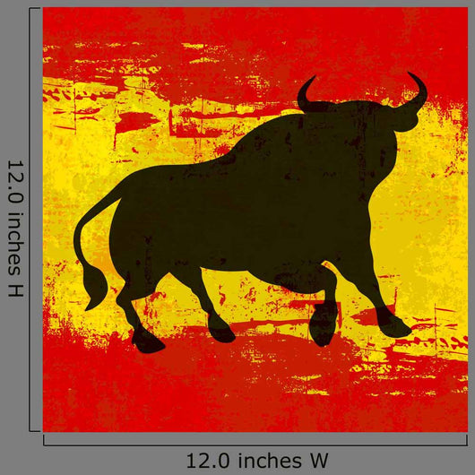 Bull over Spanish Flag Vector Background Wall Mural