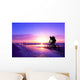 Mountain Biker on Beach and Sunset Wall Mural