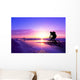 Mountain Biker on Beach and Sunset Wall Mural