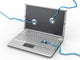 Service for laptop repair. Laptop and stethoscope Wall Decal