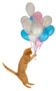 Flying Balloon Cat Wall Decal