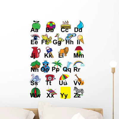Alphabet Wall Stickers shown on a wall