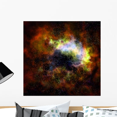 Outer Space Cloud Nebula shown on a wall