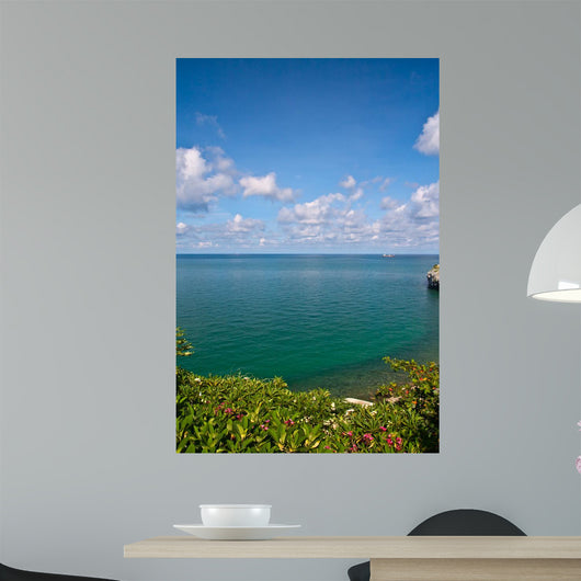 Beautiful Coast With Trees and Blue Sky Wall Mural