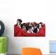 Nine Small Beagle Puppies in Basket Wall Decal