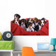 Nine Small Beagle Puppies in Basket Wall Decal