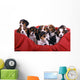 Nine Small Beagle Puppies in Basket Wall Decal