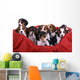 Nine Small Beagle Puppies in Basket Wall Decal
