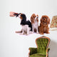 three Sitting Dog Grooming in Wall Decal
